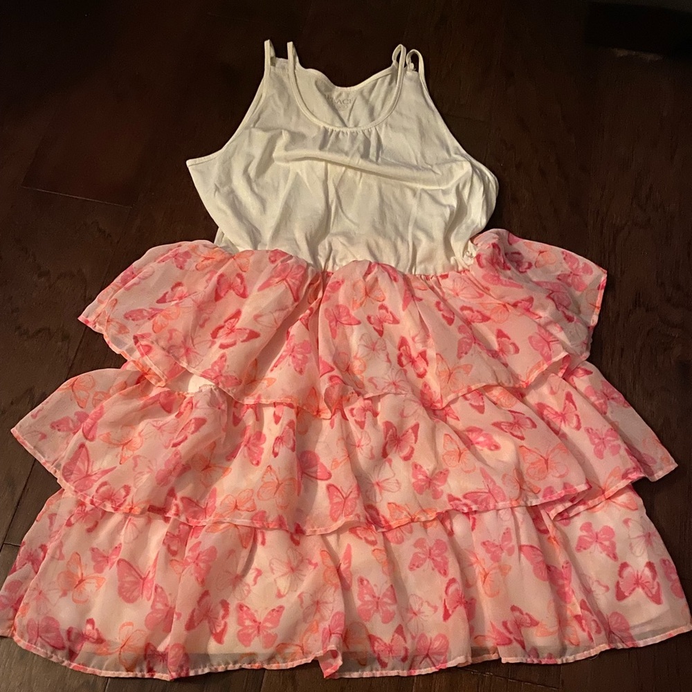 Childrens pink butterfly dress | L(10-12)